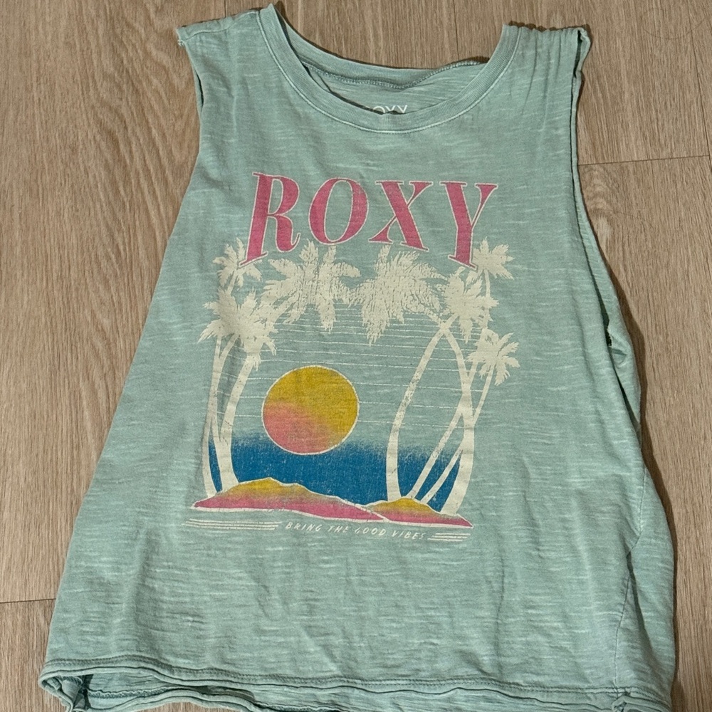 Roxy Teal Palm Sunset Tank Top